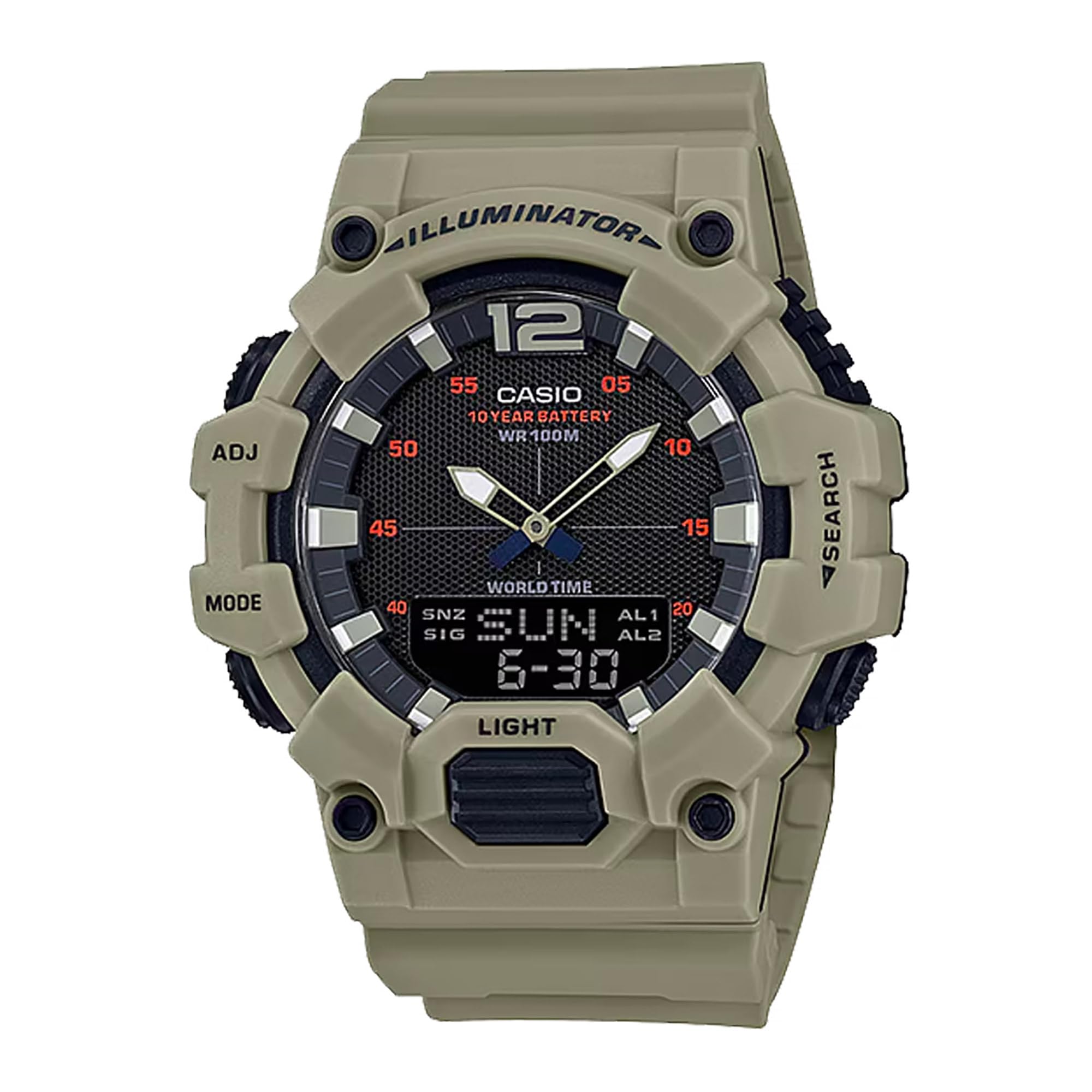 Casio Men's 10 Year Battery Quartz Resin Strap Sport Watch, Featuring 1/100 Second Stopwatch, 24 Hour Countdown Timer and Multip