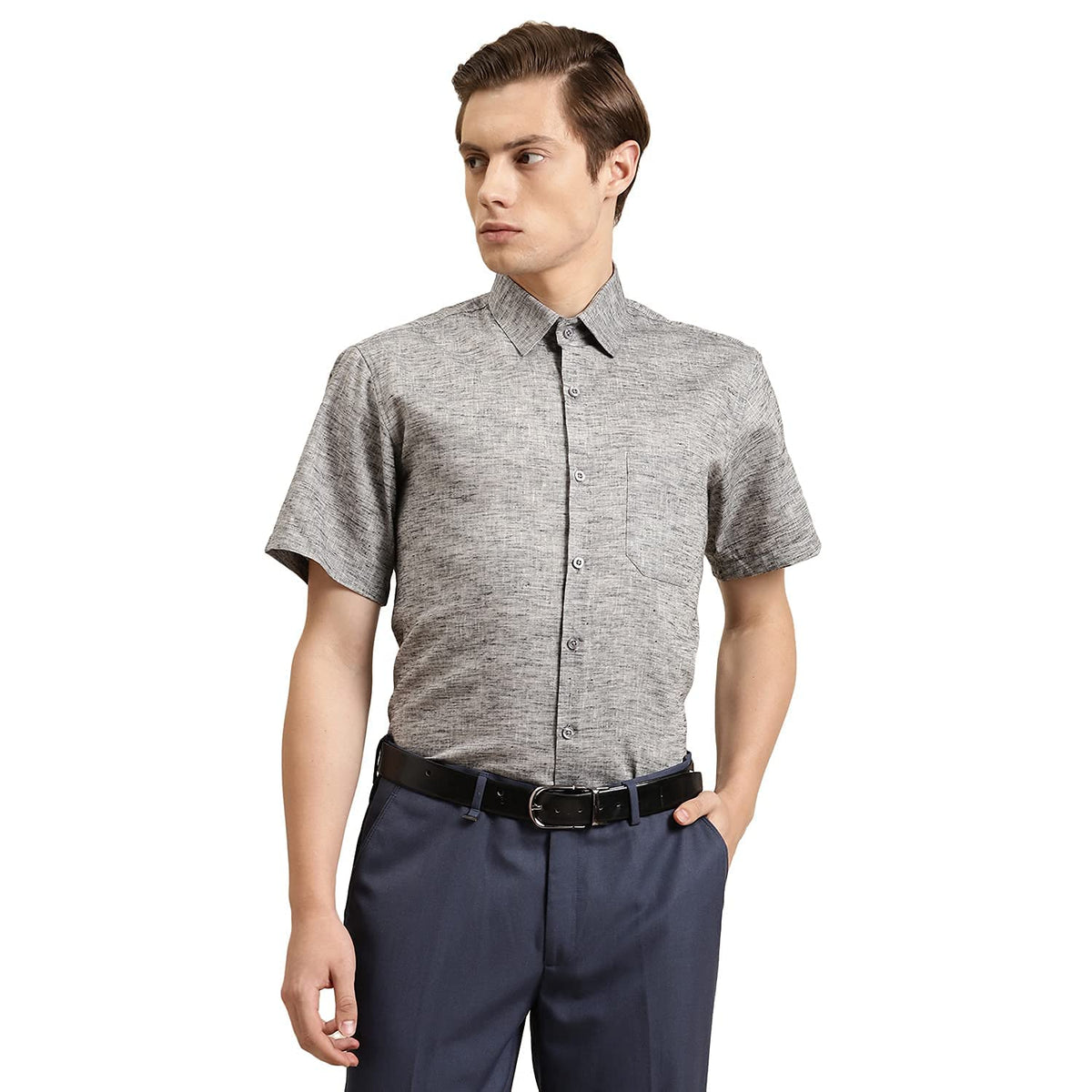 SOJANYA (Since 1958, Mens Cotton Blend Grey Classic Formal Shirt, Size: 44