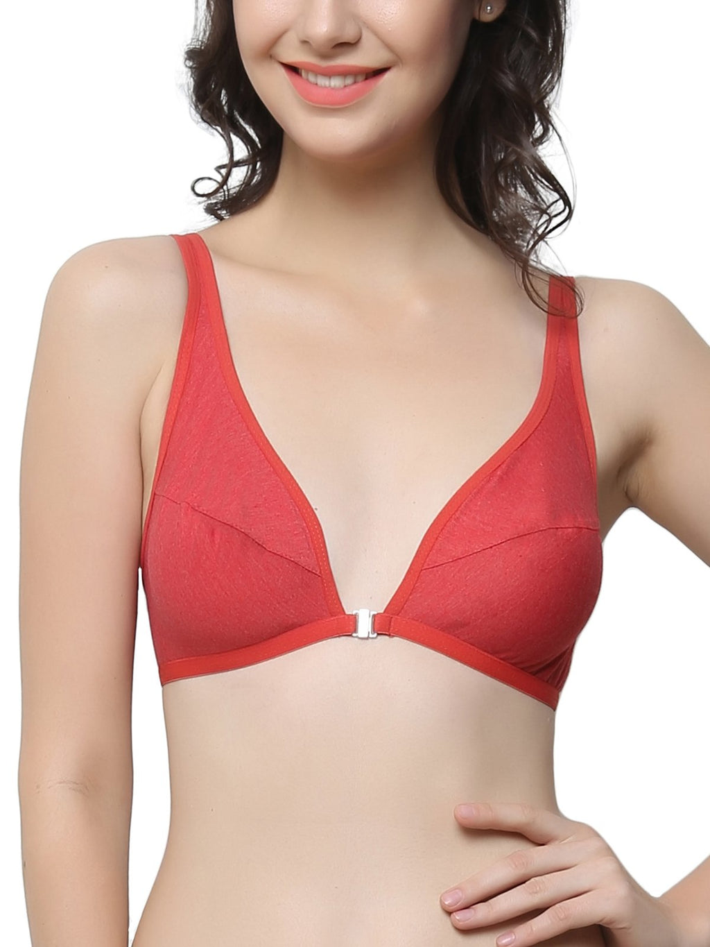 Clovia Womens Cotton Non-Wired Bra (BR0348P04- Red_32C)