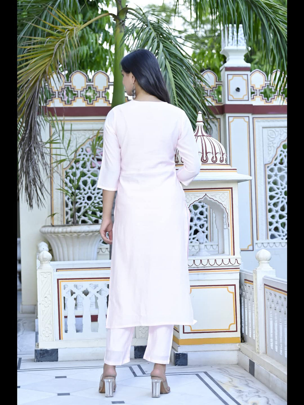ANNI DESIGNER Womens Cotton Blend Straight Printed Kurta with Pant & Dupatta (BURSH-Peach-NW-CMD_XXL_Peach_XX-Large)
