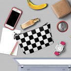 Deanfun Cosmetic Bag for Women, Black White Lattice Waterproof Makeup Bags Roomy Toiletry Pouch Travel Accessories Gifts (51782)