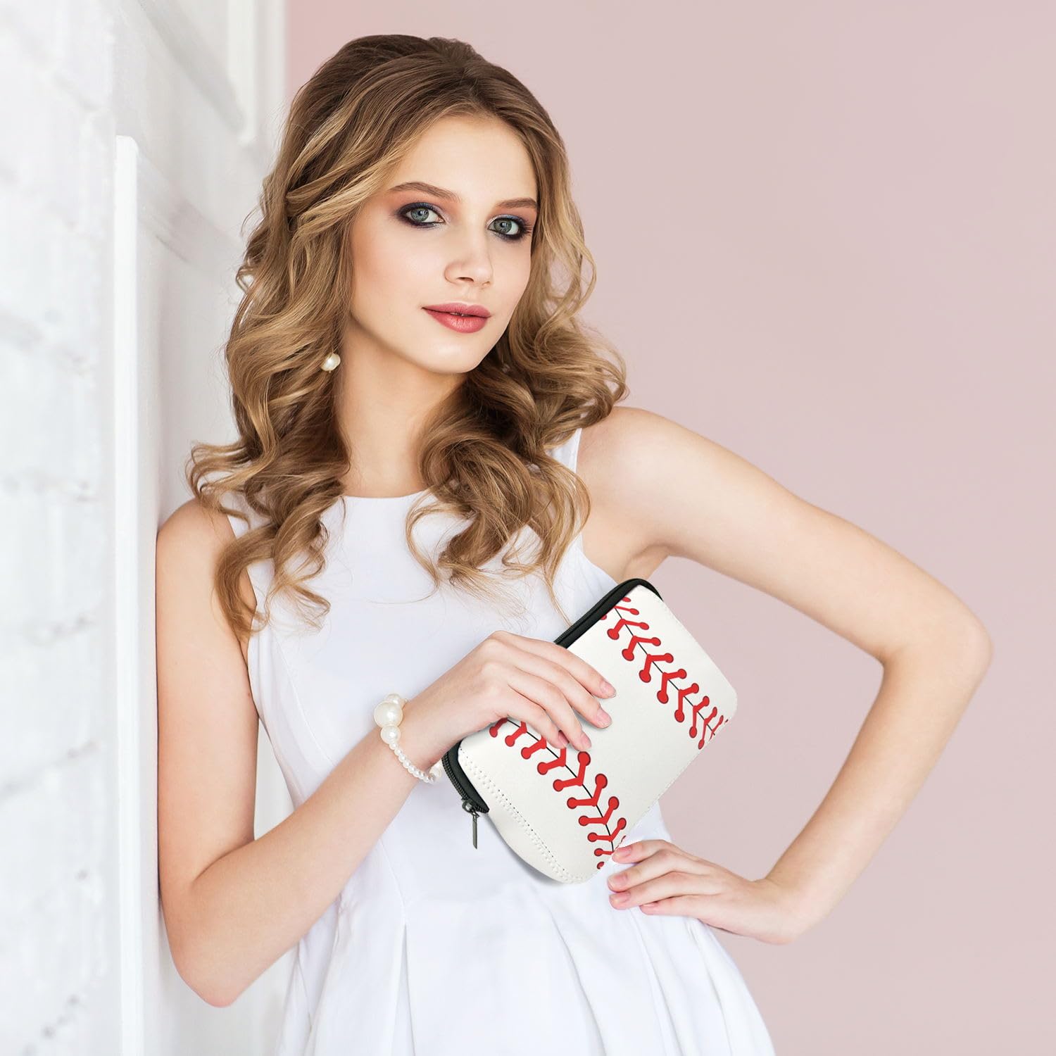 AJLTPA Cosmetic Bag Waterproof Neoprene Zipper Pouch Travel Portable Toiletry Makeup Bags Organizer Case for Women and Girls, Cu