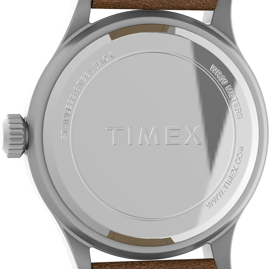 Timex Men's Expedition Scout 40mm Watch - Silver-Tone Case Green Dial with Brown Leather Strap