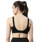 Enamor SB18 Convertible Back High Impact Bra - Padded  Wirefree  Full Coverage - Black