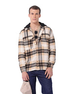 The Indian Garage Co Mens Relaxed Fit Checkered Hooded Full Sleeves Hoodie