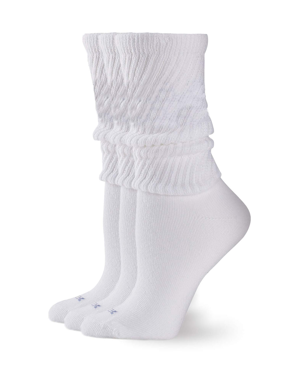 HUE Women's Slouch Socks 3 Pair Pack, White/White/White, One Size