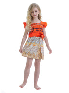 Jurebecia Moana Dress for Girls Fancy Birthday Party Outfit Kids Halloween Dress up Role Play Princess Theme Party Costumes Ruff