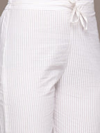 Anubhutee Women'S Pink Floral Yoke Design Thread Work Pure Cotton Kurta Suit Set With Trousers & Dupatta