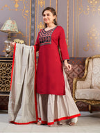 Aarika Girls Ethnic Wear Maroon Colour Floral Print Rayon Kurti-(8-15 Years)-(Kurti-Tr-K-889)
