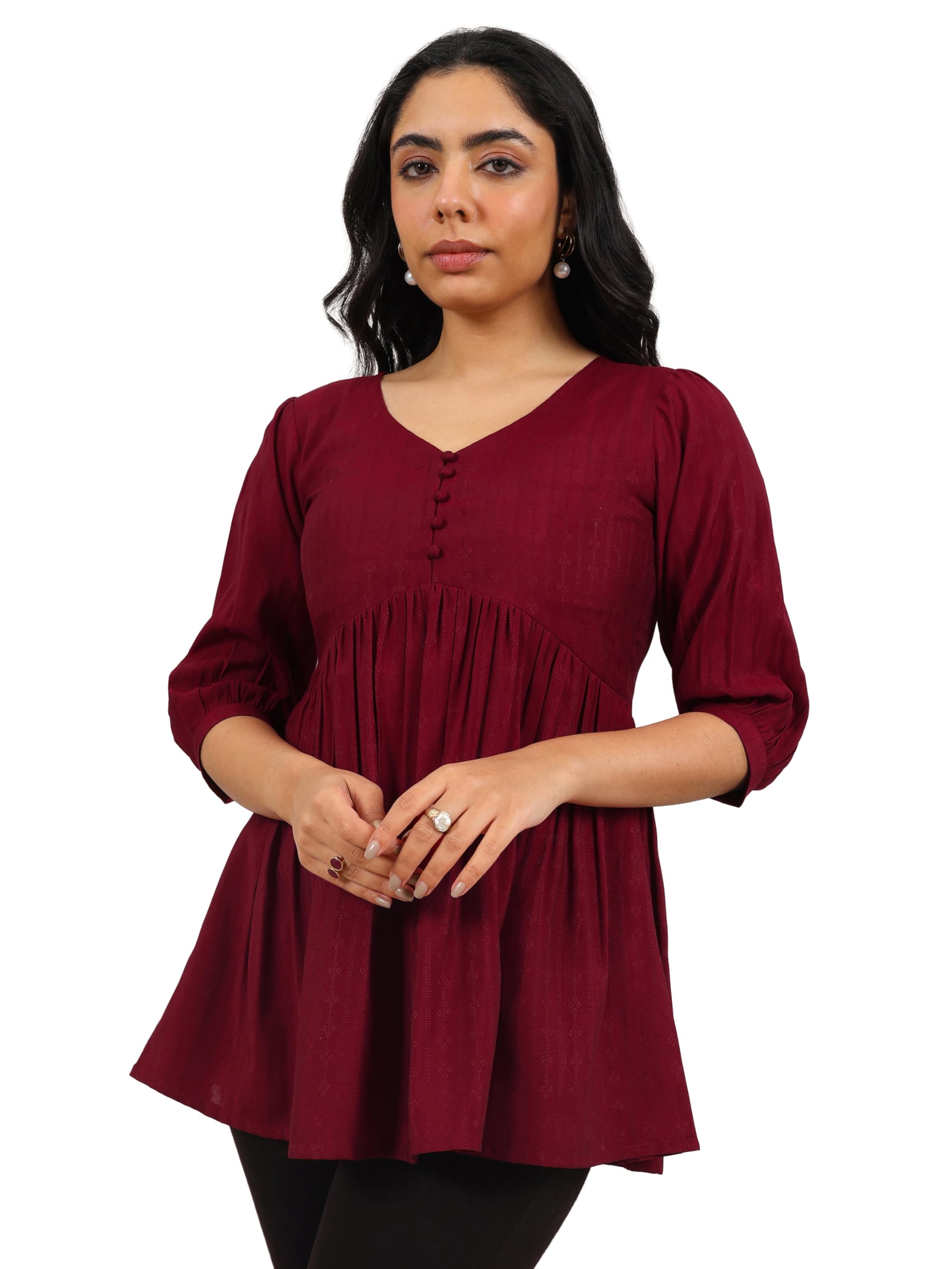 Libas WomenS Silk Blend Solid Anarkali Kurti (29627_Maroon_Xxl)