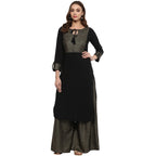 Ziyaa Women Crepe Straight Ziyaa Women'S Black Crepe Kurta Zikucr2069-3Xl Black 3Xl