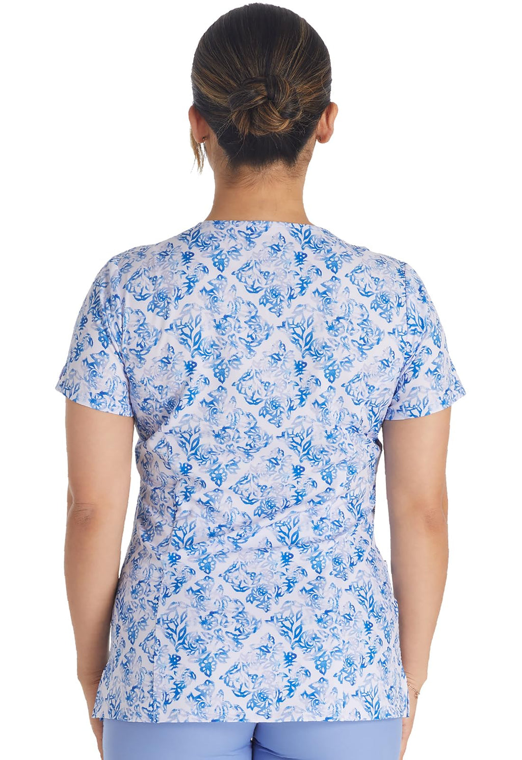 Dickies EDS Women Scrubs Top V-Neck Print DK616, XS, Texture Tiles