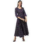 ANNI DESIGNER Womens Crepe Anarkali Printed Kurta (Dhnya Dark Blue_M_Dark Blue_Medium)