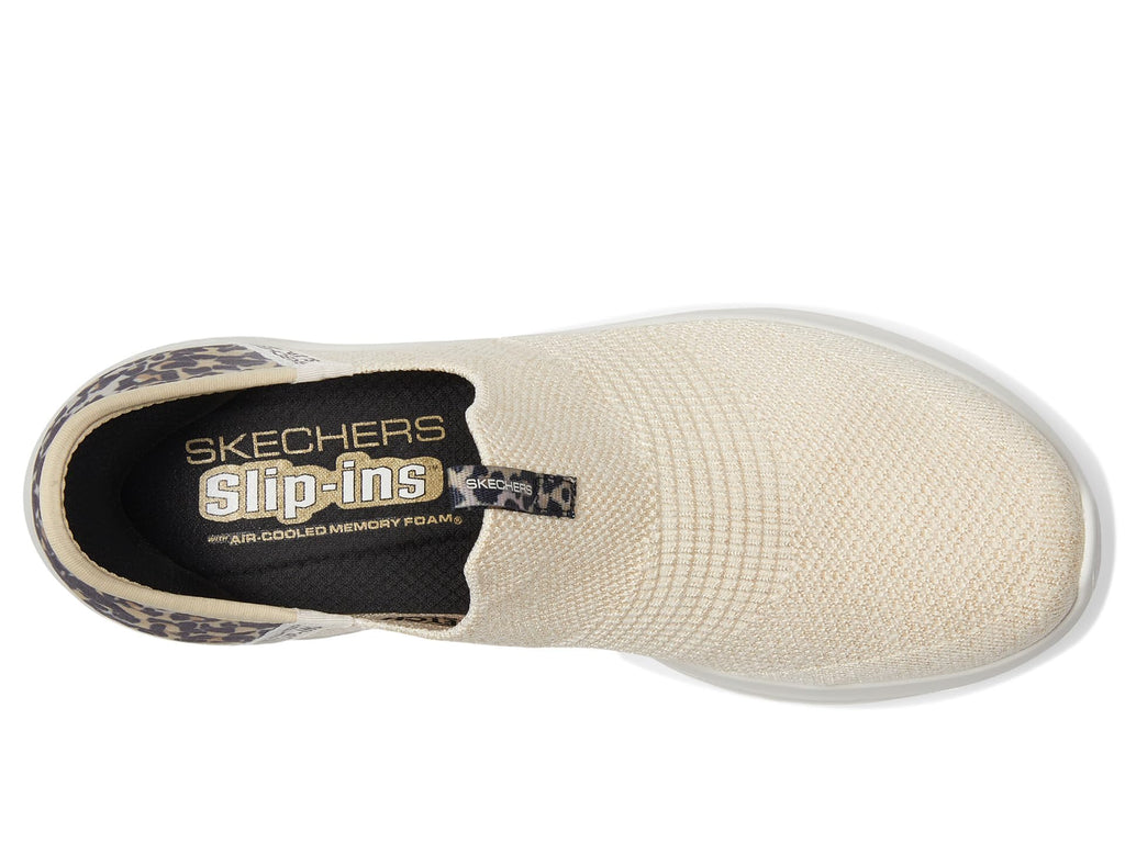 SKECHERS Women's Hands Free Slip-Ins Ultra Flex 3.0 Natural Step Sneaker, Leopard, 6.5