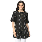 Om Sai Latest Creation Slub Rayon Fully Stitched Anarkali Foil Print Kurti For Women & Girls On Jeans Palazzo Or Skirt (Plus Siz
