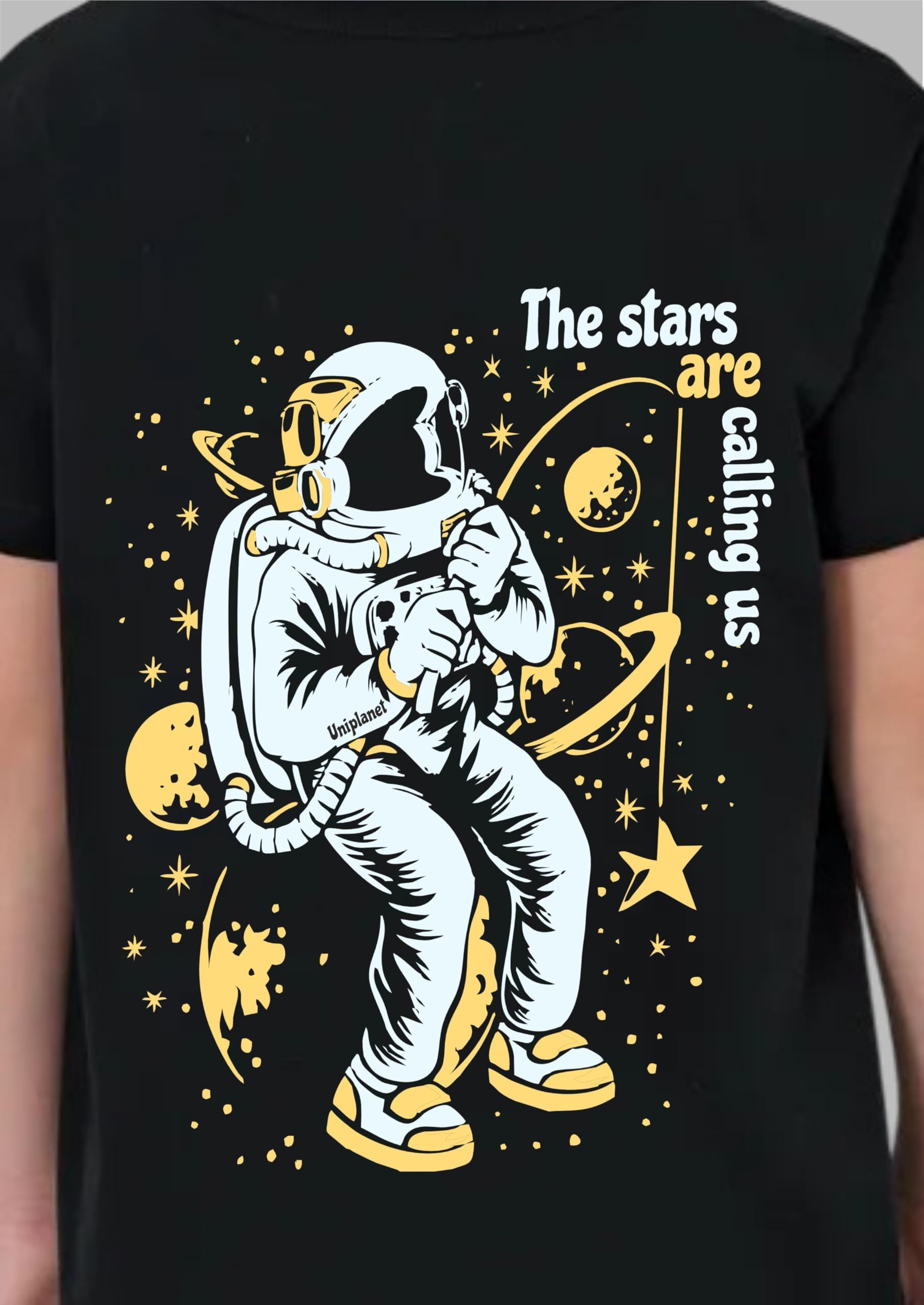 Uniplanet Store GirlS Cotton Blend T-Shirts With Space Theme Graphic Printed Half Sleeves Round Neck Regular Fit And Standard L