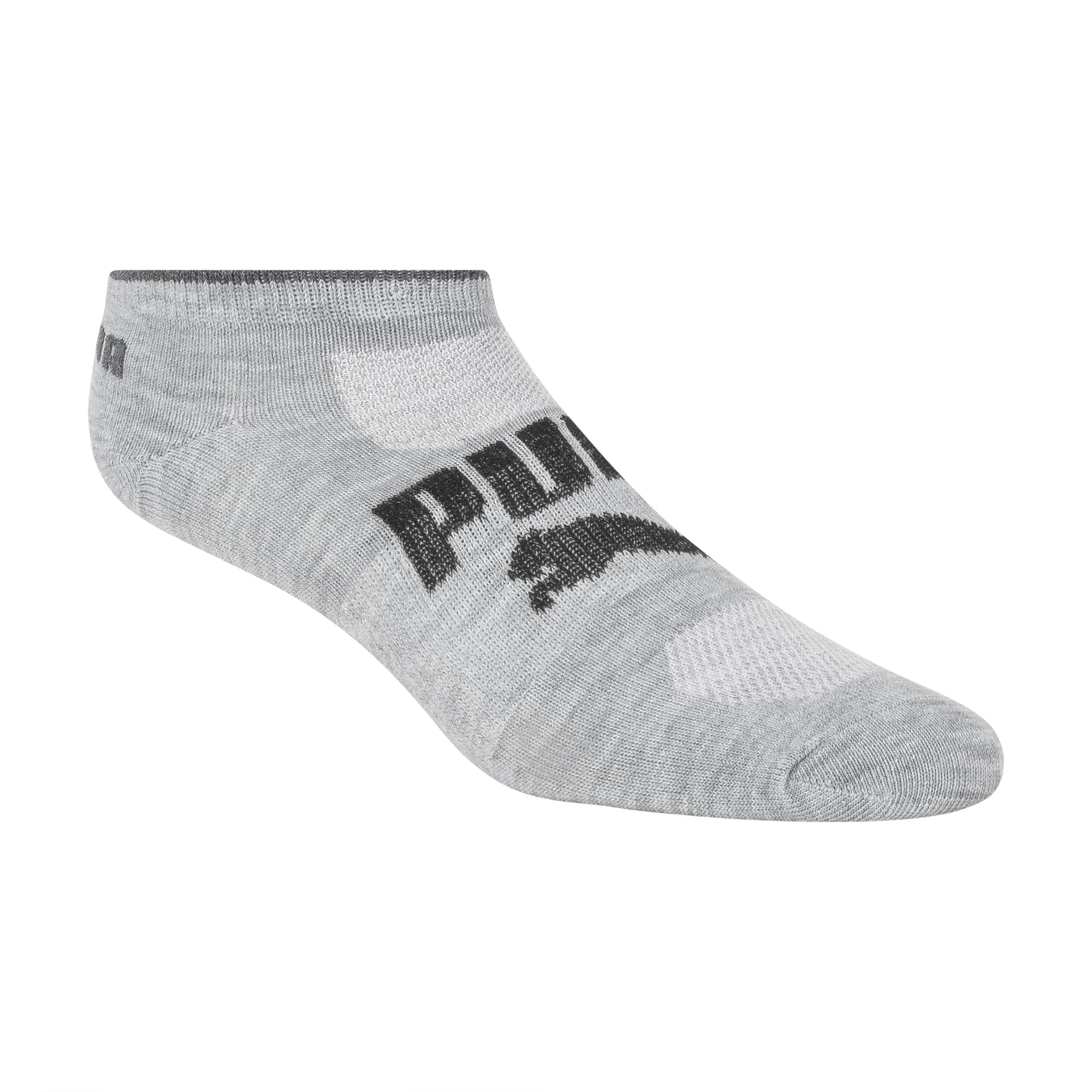 PUMA Womens 6 Pack Runner Socks, Black/Grey/White Logo, 9-11