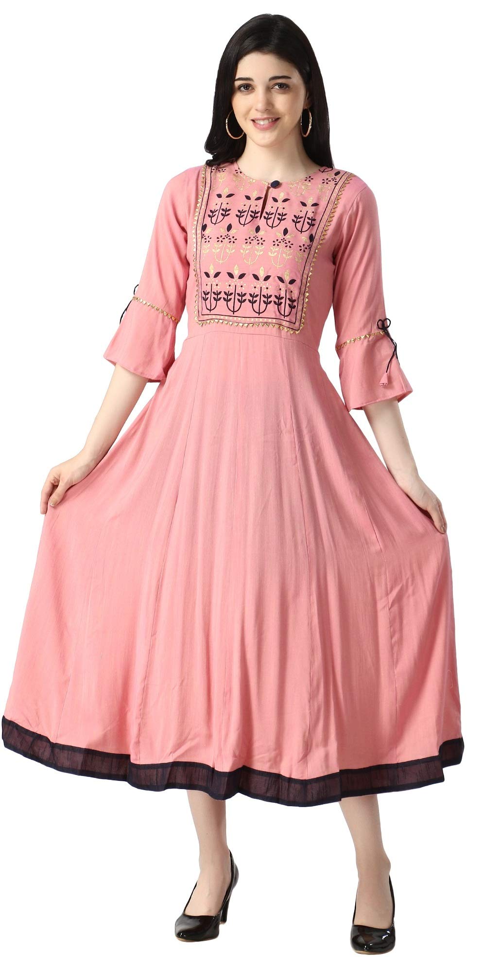 Om Sai Latest Creation Women'S Slubrayon Regular Kurti (Oslc-K2470_Pink_S)