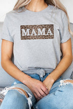 Leopard Print Mama Outline Mothers Day Graphic Tee T-Shirt
