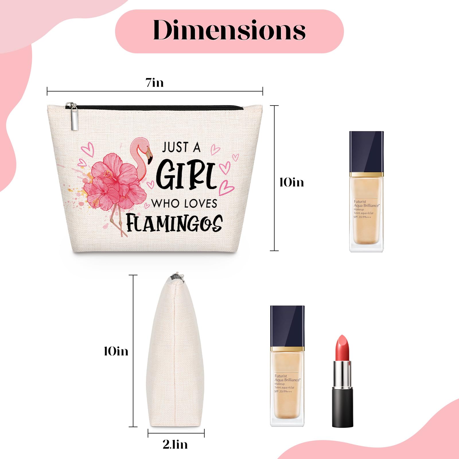 GevGuxLuo Flamingo Gifts for Flamingos Lovers, Flamingo Makeup Bag for Women with Mirror, Flamingos Birthday Gifts for Daughter