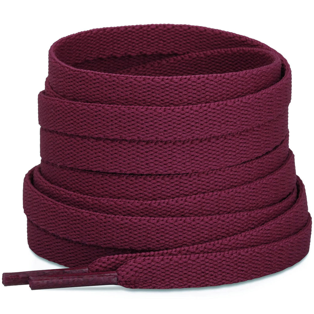 Puzeam Upgrade Tight Weave Flat Shoelaces 28 Colors 5/16 Wide Shoe Laces for Sneakers-Burgundy-120