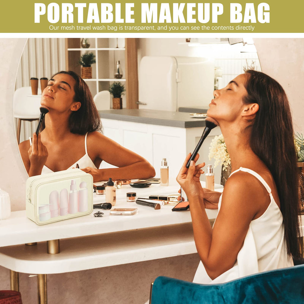 Weewooday 4 Pcs Mesh Makeup Bag Mesh Cosmetic Bag Travel Toiletry Bag Pouch with Zipper Mini Portable Makeup Cosmetic Travel Toi