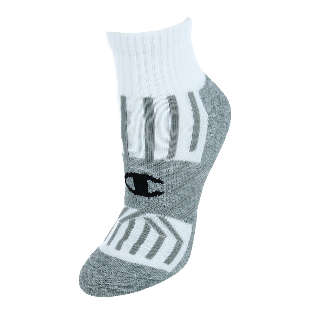 Champion womens Double Dry 6-pair Pack Performance Ankle Socks, White/Blue Stripes, Shoe Size 5-9 US