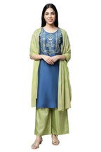 Aurelia WomenS Navy Embroidered Blend Regular Kurta