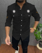 Kadiyu Double Pocket MenS Casual Fit Formal Shirt - Stylish And Comfortable Dress Shirt For Work And Everyday Wear Black