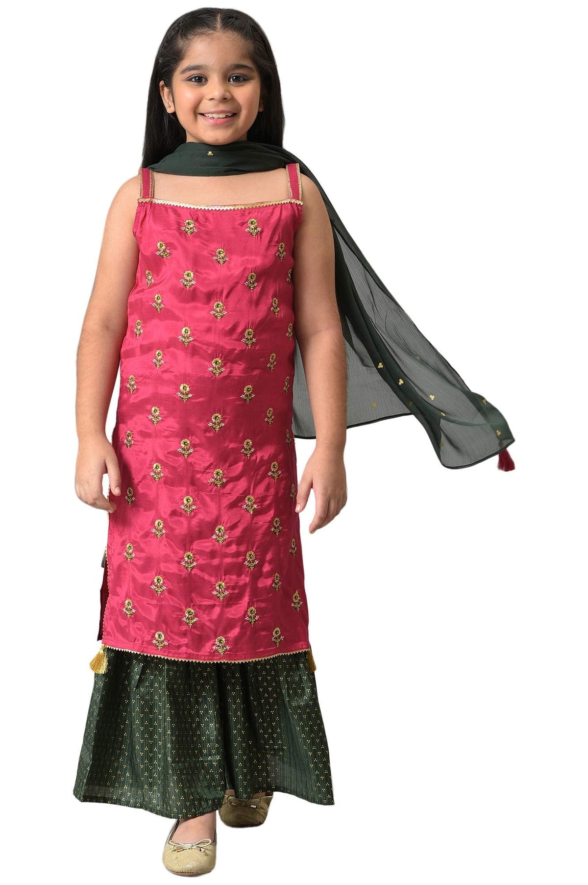 Aurelia Girls Viscose Kurta & Sharara & Dupatta (22AUG10274A-604672_Pink