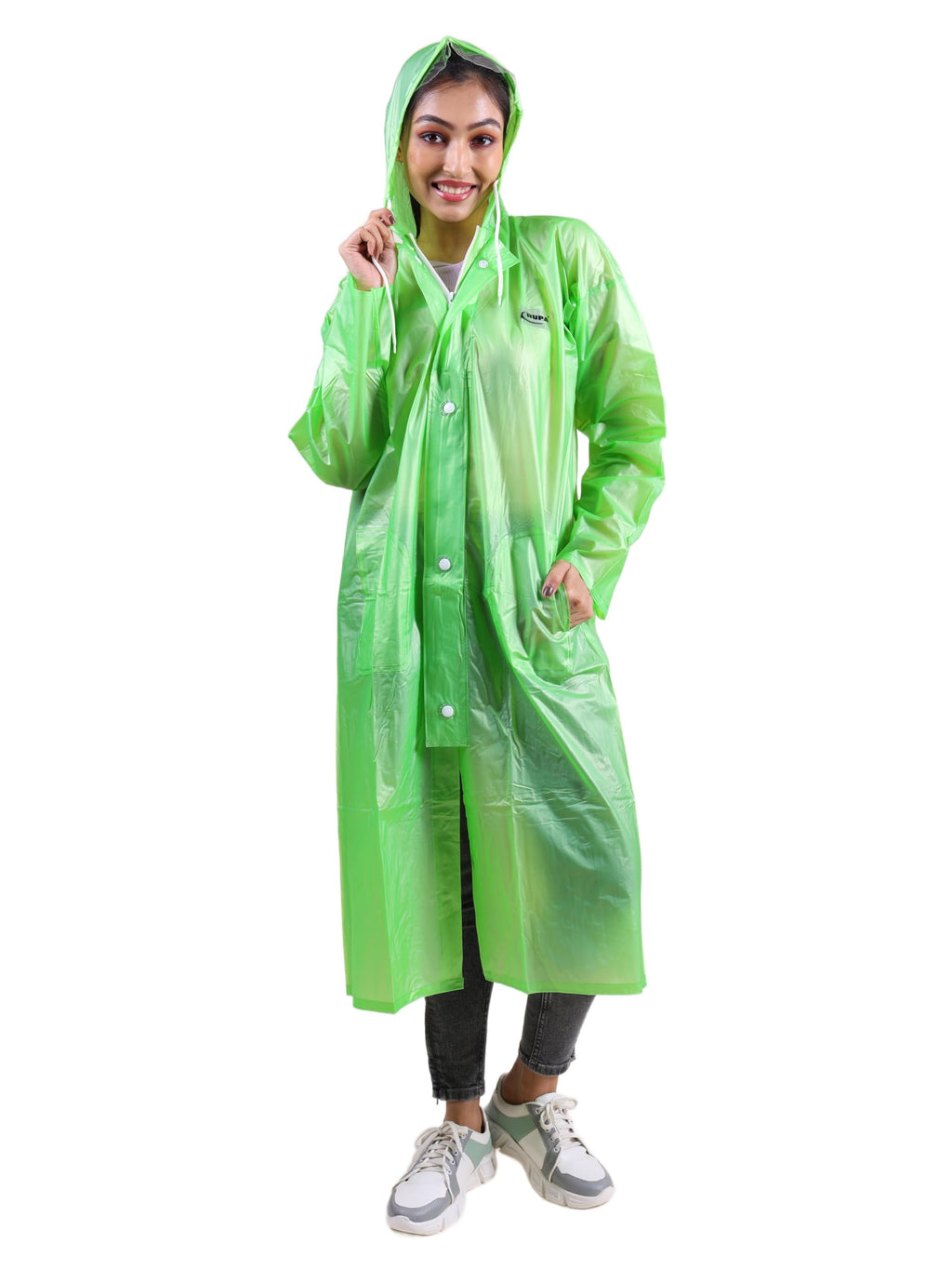 RUPA Rainsuit Women Waterproof PVC Raincoat with Hood & Carry Bag | Lightweight Rainwear for Women with Front Zip | Solid Color 