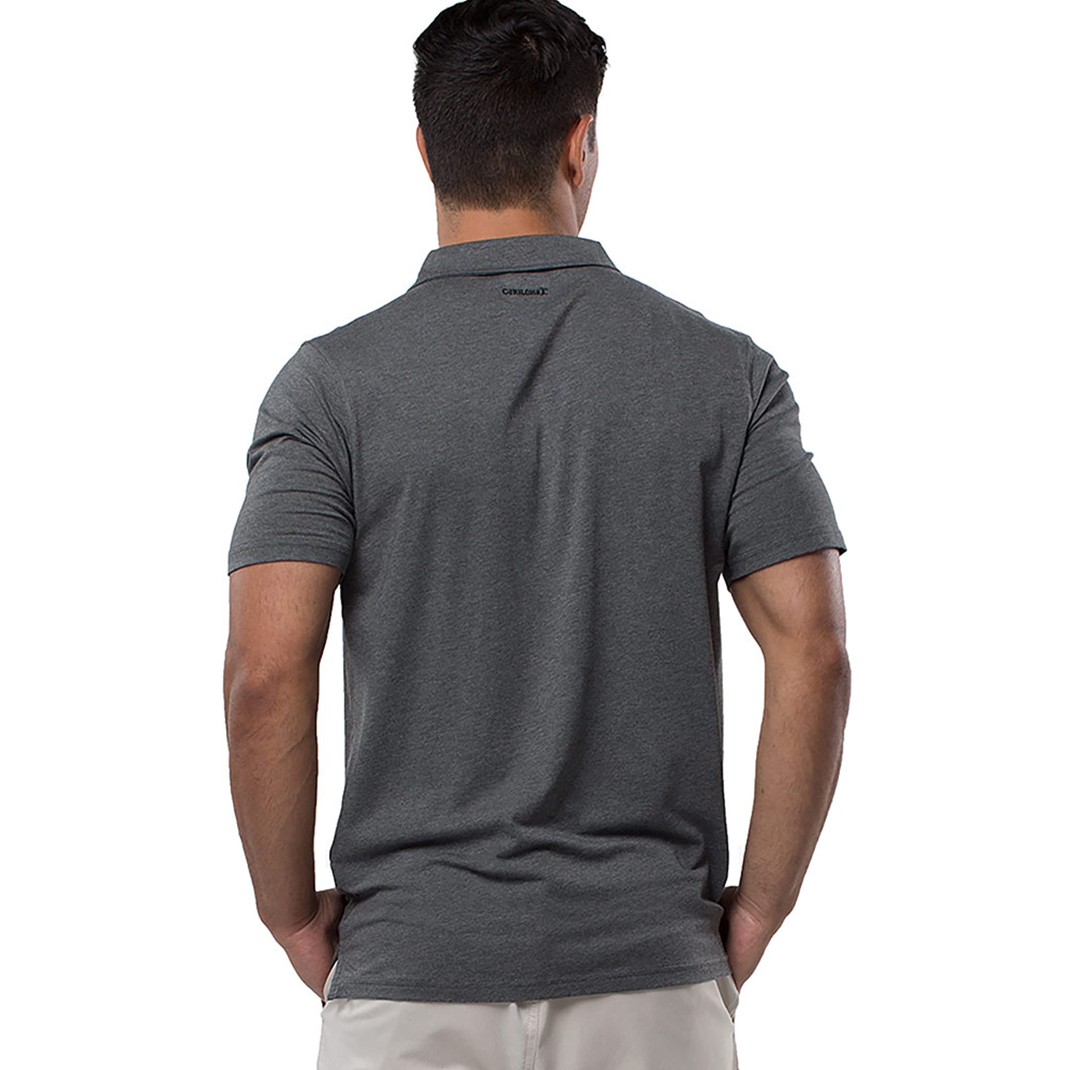 Bamboo Performance Jersey Polo T-Shirt - Carbon Heather by Cariloha for Men - 1 Pc T-Shirt (M)