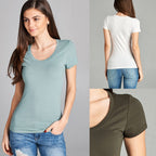 Emmalise Women's Short Sleeve Tshirt Scoop Neck Tee Shirt (Medium, Sea Teal)