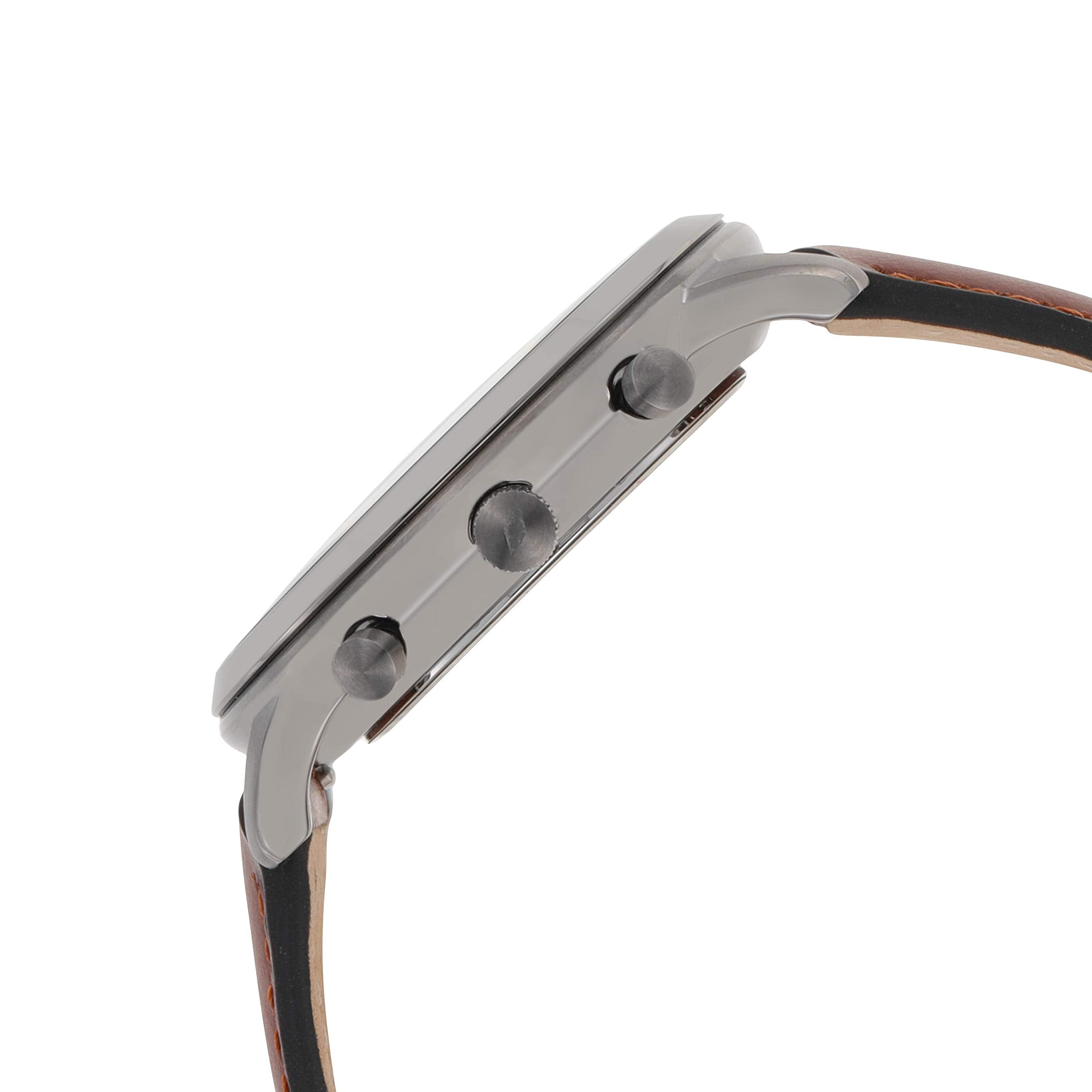 Fossil Men's Neutra Quartz Stainless Steel and Leather Chronograph Watch, Color: Smoke, Amber (Model: FS5512)