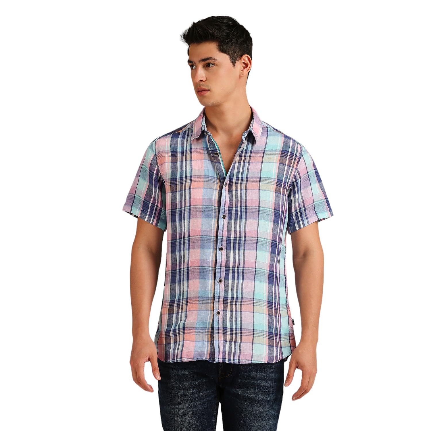 Pepe Jeans MenS Checkered Regular Fit Shirt (Pm308647_Pink_Multi