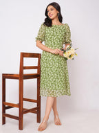 Selvia Western Dress For Women|Georgette Dress For Women|A-Line Dress|Floral Printed Dress For Women|One Piece Dress For Women (