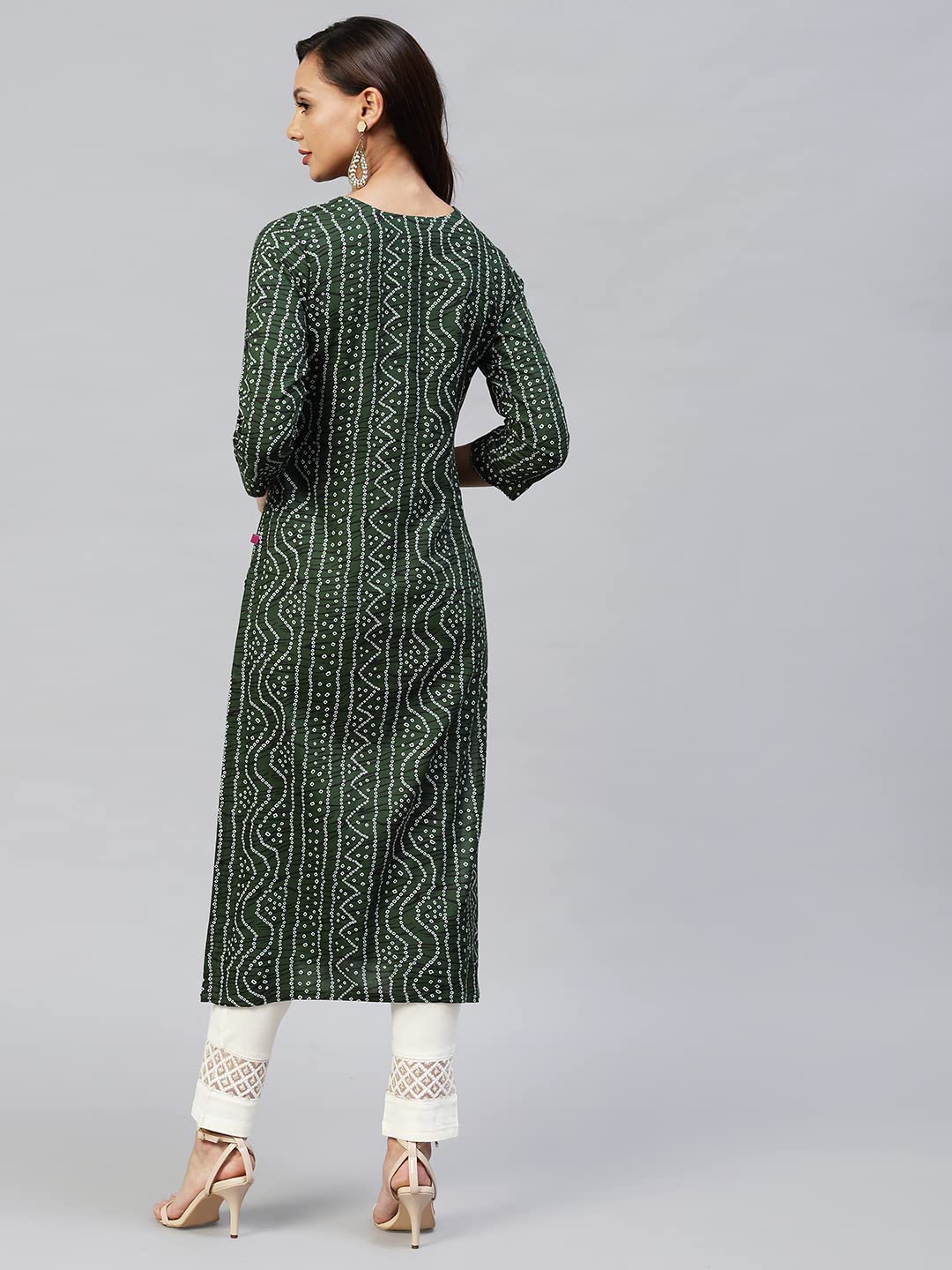 Anni Designer Women'S Rayon Bandhni Printed Straight Kurta (Dmd Bandhi)