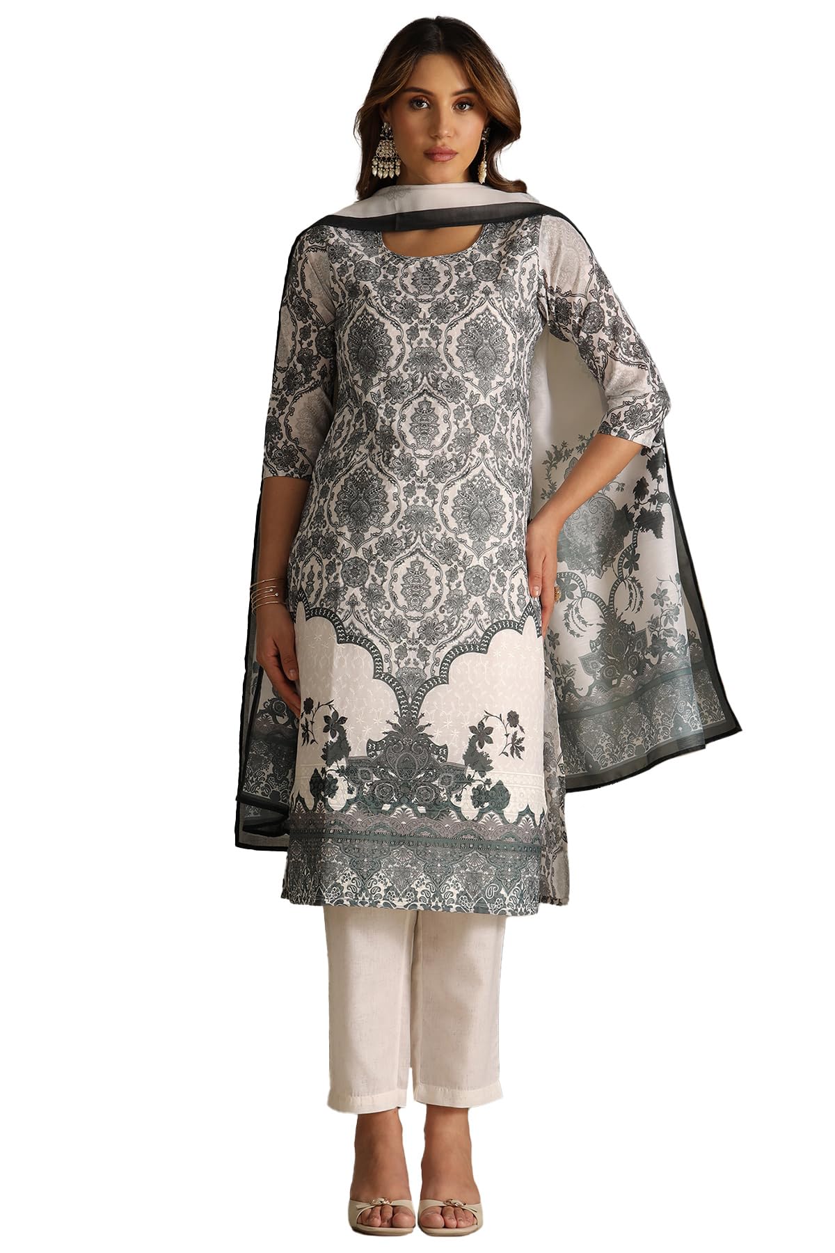 Soch Women Cotton Botanical Print Suit Set with Sequins
