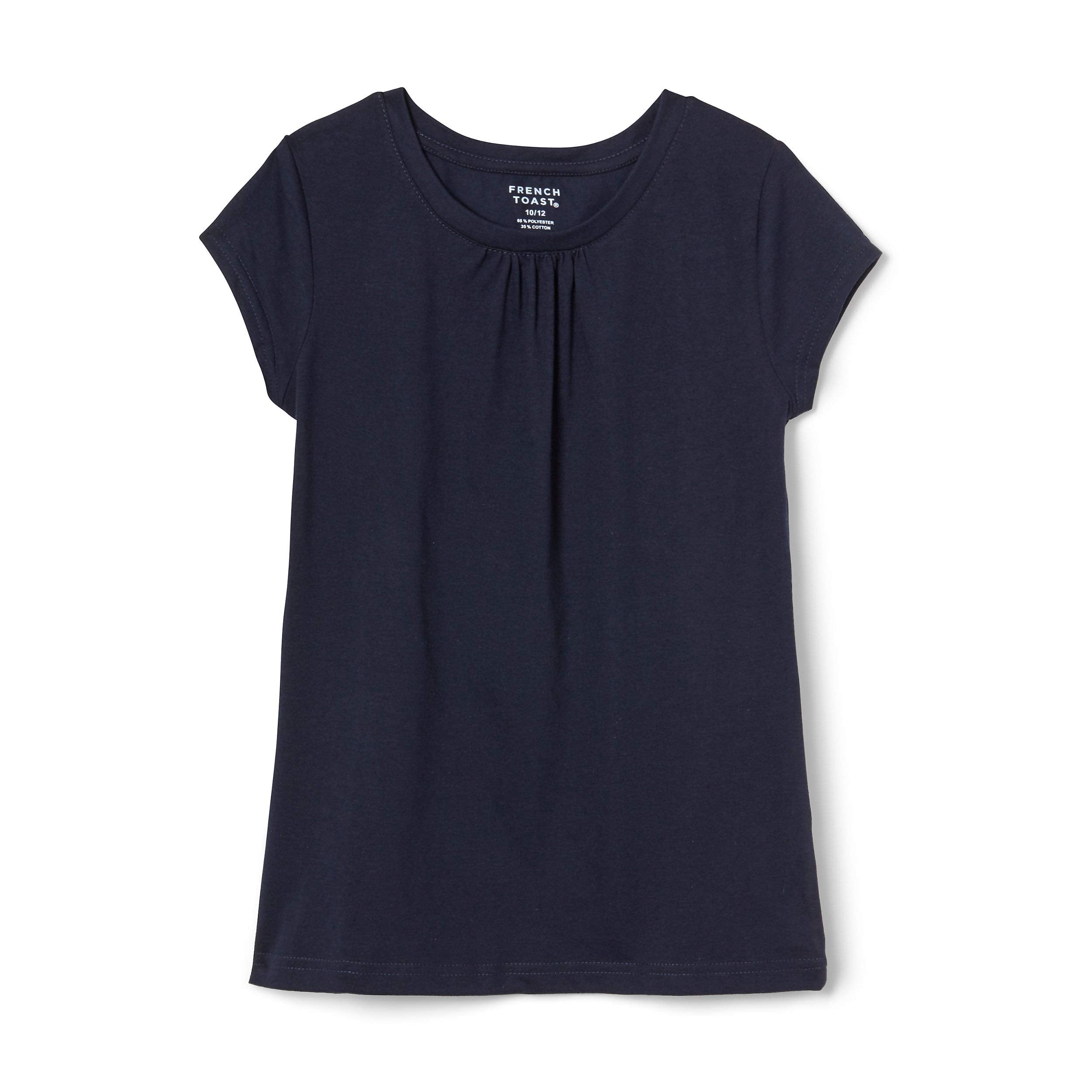 French Toast girls Short Sleeve Crewneck T-shirt Tee T Shirt, Navy, 8 US