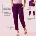 Enamor E048 Tapered Lounge Pants with Drawstring Details with Metal Ends