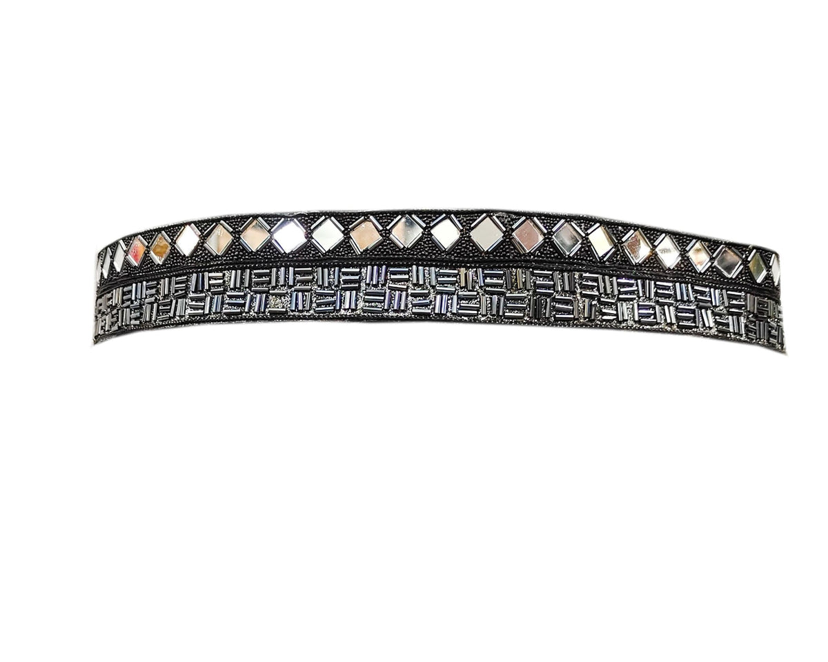 Purala Saree Waist Hip Belt Kamarband Jari Kas (Black) 34