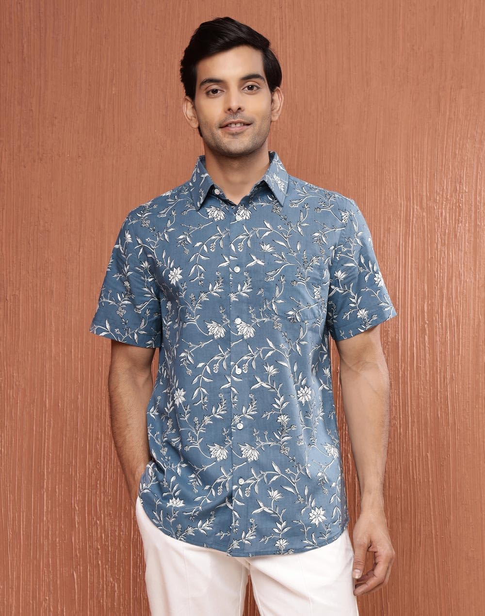 Fabindia Blue Cotton Regular Shirt