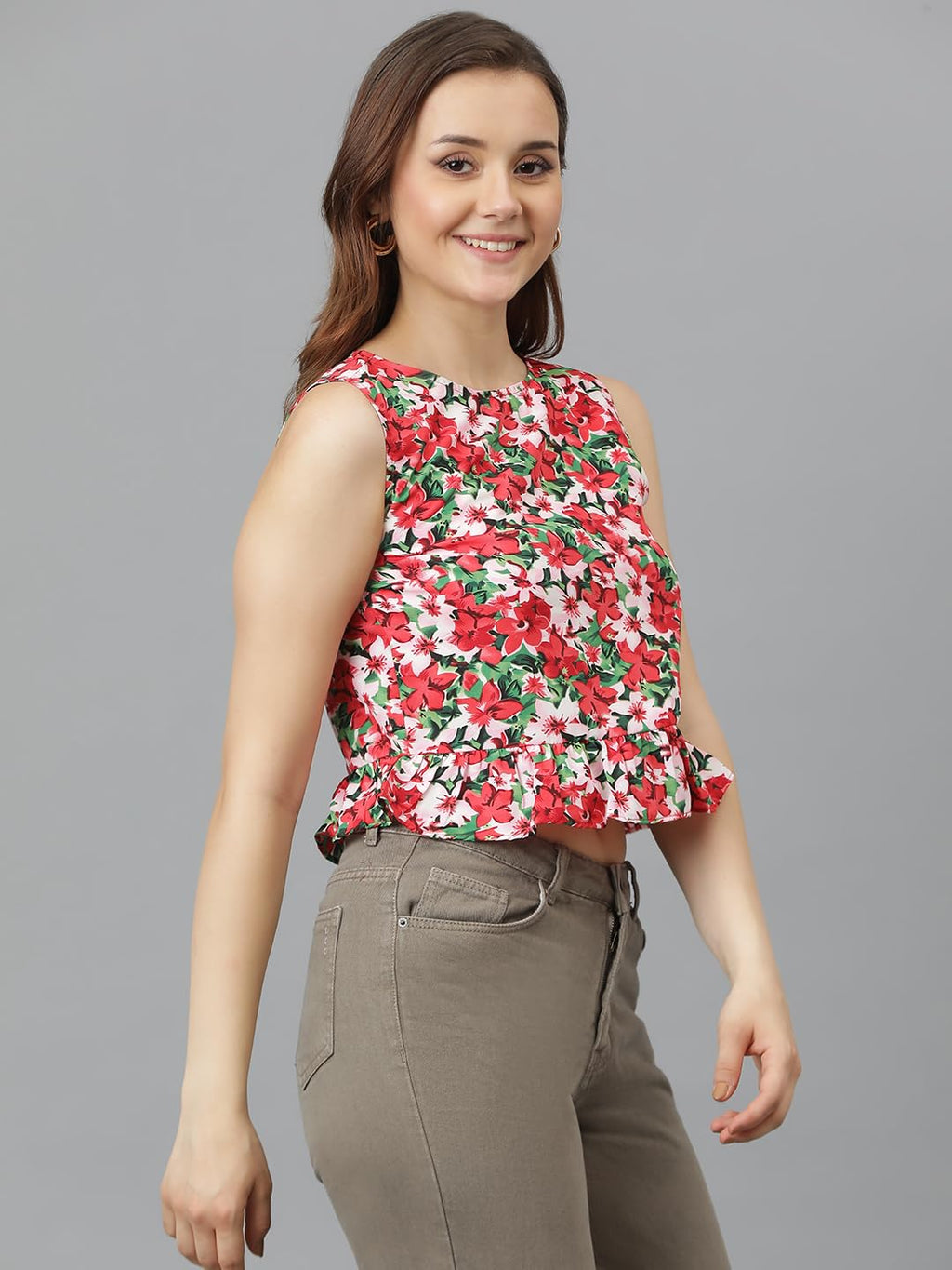 Kotty WomenS Sleeveless Crepe Febric Printed Stylish Top(Multicolor,M)