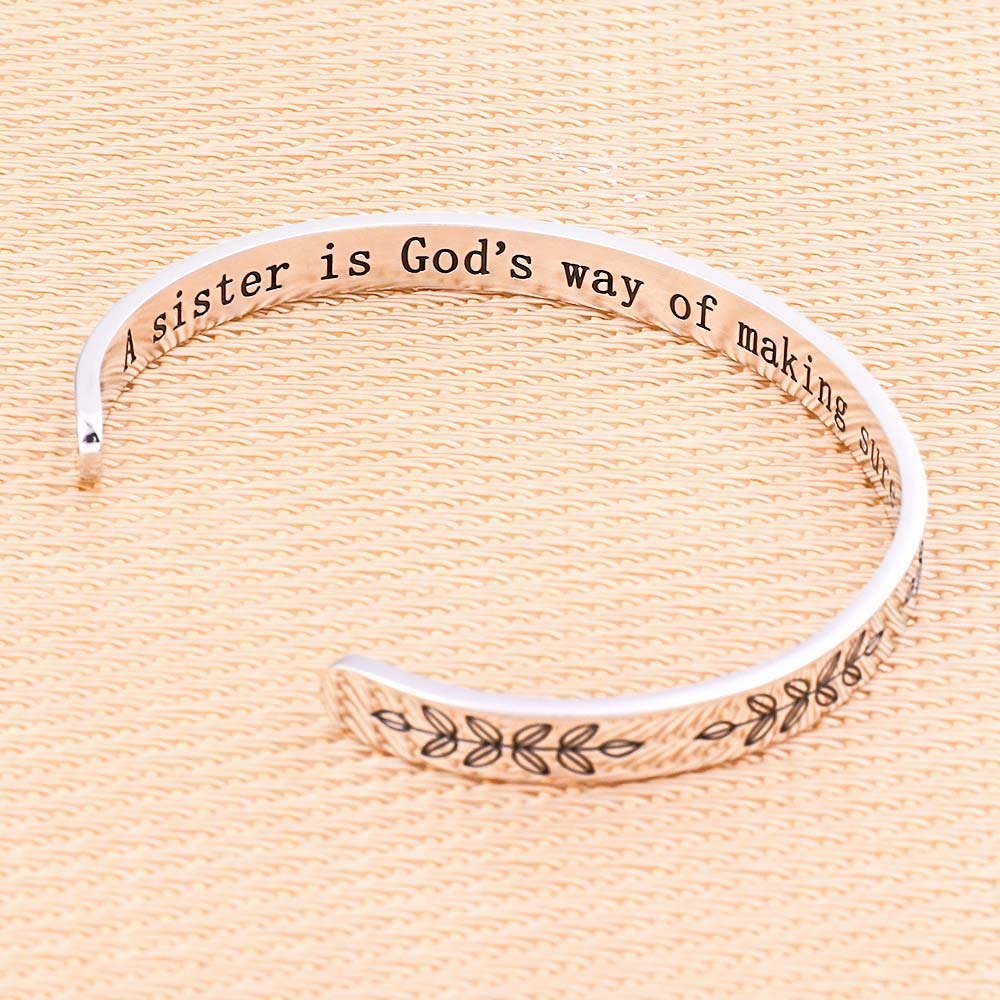M MOOHAM Sister Gifts from Sister Bracelets Gifts - Sisters Birthday Christmas Jewelry Gifts from Sister Stainless Steel Cuff Ba