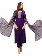 Wedani Cotton Digital Printed Kurta Set with Dupatta for Women (in, Alpha, XS, Regular, Purple)