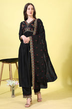 Pratham Blue WomenS Silk Embroidered Anarkali Kurta Palazzos With Dupatta |Kurta Sets For Women |Women Kurta |Women Embroidered
