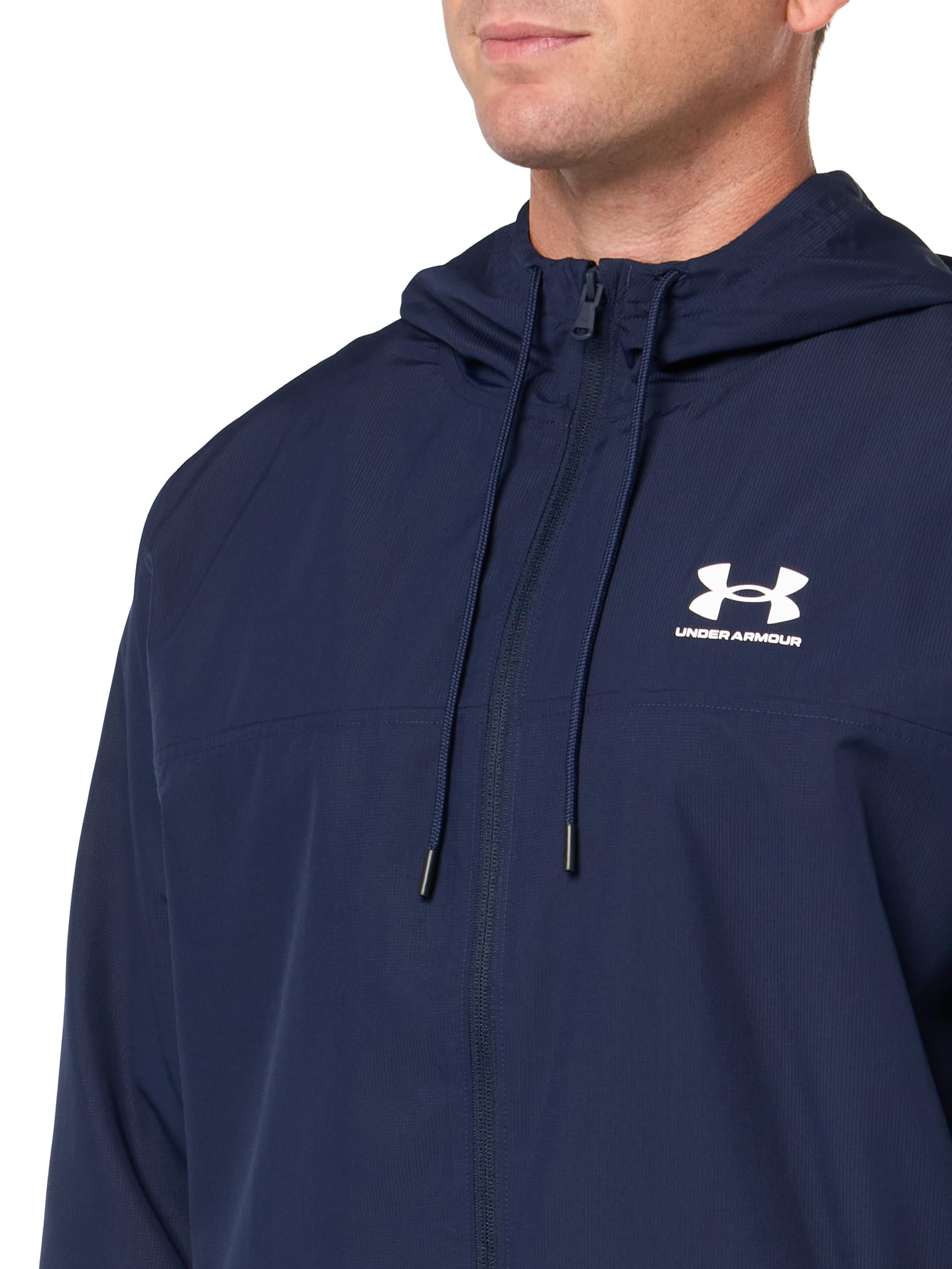Under Armour Men's Rival Woven Windbreaker, (410) Midnight Navy/Midnight Navy/White, Medium
