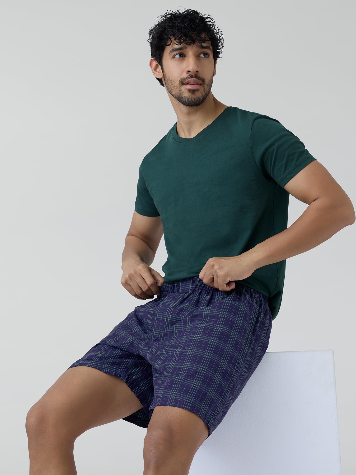 XYXX Mens Super Combed Cotton Checkmate Boxer Shorts Elasticated Waist, Drawstring | Loungewear for Men Pack of 2 (XXL; Jet Bla