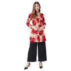 Women Beige & Red Floral Printed Tunic