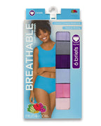 Fruit of the Loom womens Breathable Underwear, Regular, Brief - Cotton Mesh - 6 Pack Assorted Colors, 8 US